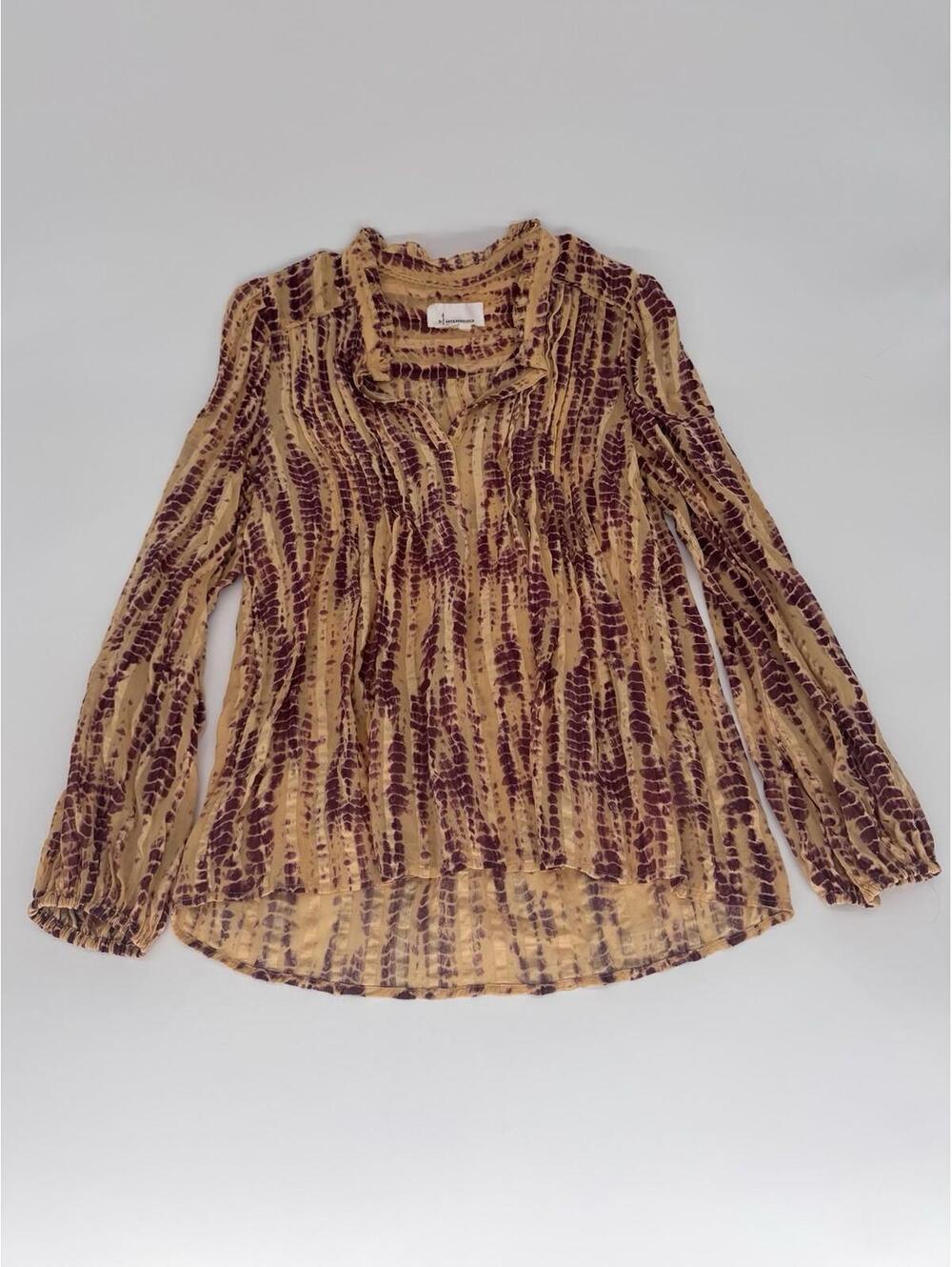Women’s Anthropology Maritzia Tie Dye Blouse Yellow & Purple Color Size Small